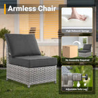 Ensemble de mobilier de jardin HOOOWOOO 10 pièces en osier gris avec foyer