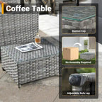 Ensemble de mobilier de jardin HOOOWOOO 10 pièces en osier gris avec foyer
