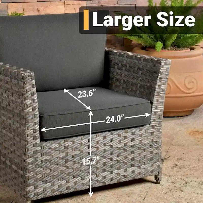 Ensemble de mobilier de jardin HOOOWOOO 10 pièces en osier gris avec foyer