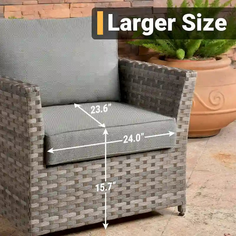 Ensemble de mobilier de jardin HOOOWOOO 10 pièces en osier gris avec foyer
