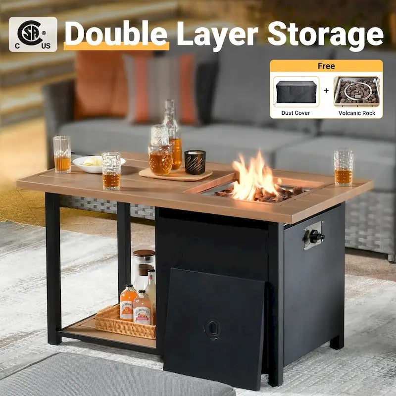Ensemble de mobilier de jardin HOOOWOOO 10 pièces en osier gris avec foyer