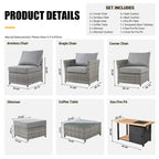 Ensemble de mobilier de jardin HOOOWOOO 10 pièces en osier gris avec foyer