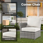 Ensemble de mobilier de jardin HOOOWOOO 10 pièces en osier gris avec foyer