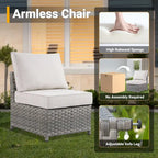 Ensemble de mobilier de jardin HOOOWOOO 10 pièces en osier gris avec foyer