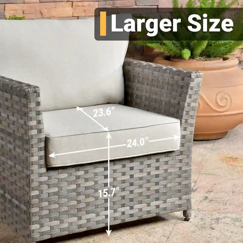 Ensemble de mobilier de jardin HOOOWOOO 10 pièces en osier gris avec foyer