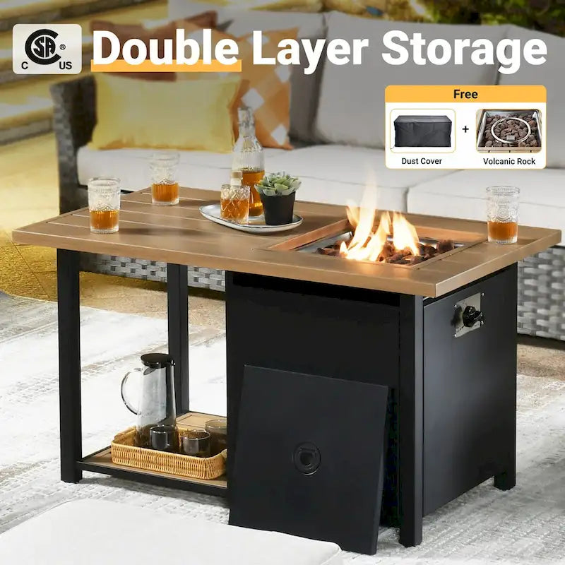 Ensemble de mobilier de jardin HOOOWOOO 10 pièces en osier gris avec foyer