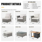 Ensemble de mobilier de jardin HOOOWOOO 10 pièces en osier gris avec foyer