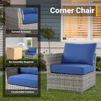 Ensemble de mobilier de jardin HOOOWOOO 10 pièces en osier gris avec foyer