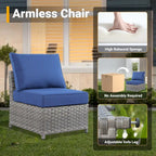 Ensemble de mobilier de jardin HOOOWOOO 10 pièces en osier gris avec foyer