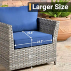 Ensemble de mobilier de jardin HOOOWOOO 10 pièces en osier gris avec foyer