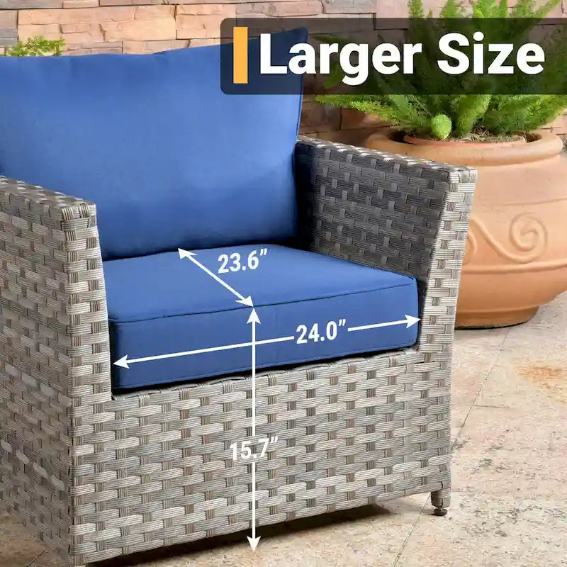 Ensemble de mobilier de jardin HOOOWOOO 10 pièces en osier gris avec foyer