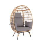 Fauteuil œuf en osier avec structure en acier, capacité maximale de 200 kg