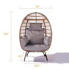 Fauteuil œuf en osier avec structure en acier, capacité maximale de 200 kg