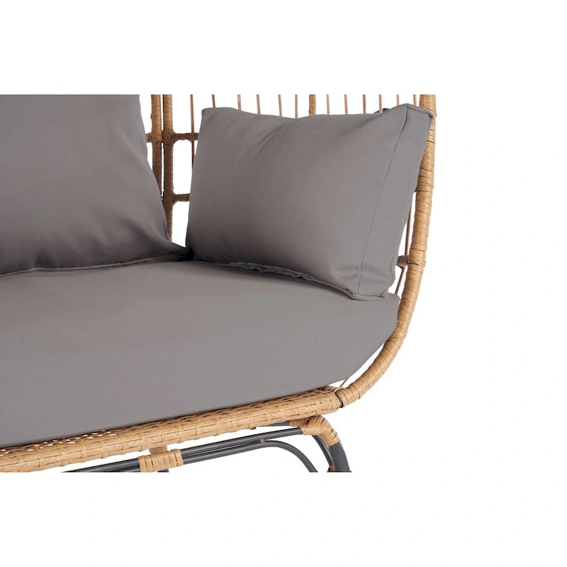 Fauteuil œuf en osier avec structure en acier, capacité maximale de 200 kg
