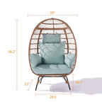 Fauteuil œuf en osier avec structure en acier, capacité maximale de 200 kg