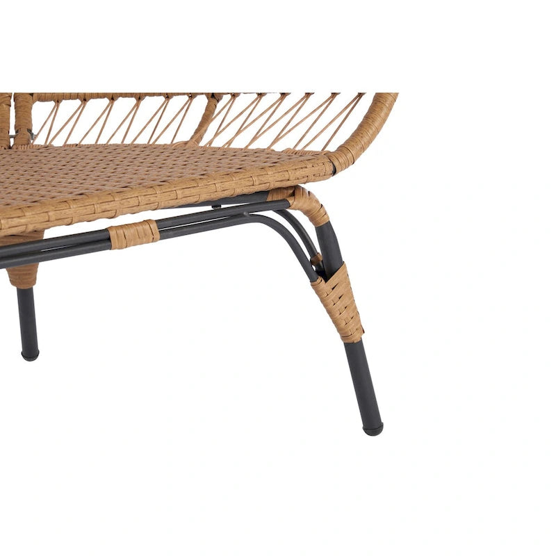 Fauteuil œuf en osier avec structure en acier, capacité maximale de 200 kg