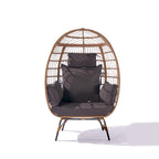 Fauteuil œuf en osier avec structure en acier, capacité maximale de 200 kg