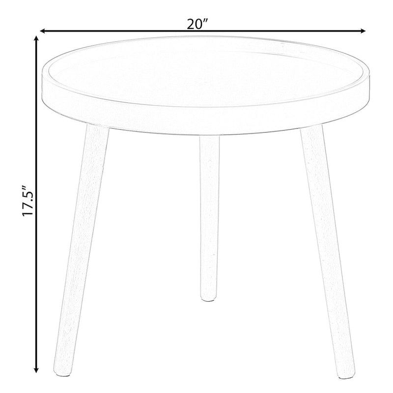 Table d'appoint ronde moderne en plastique avec pieds en bois de hêtre