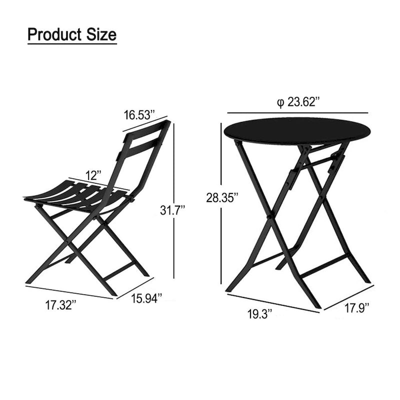 Ensembles bistro pliables blancs 3 pièces pour terrasse