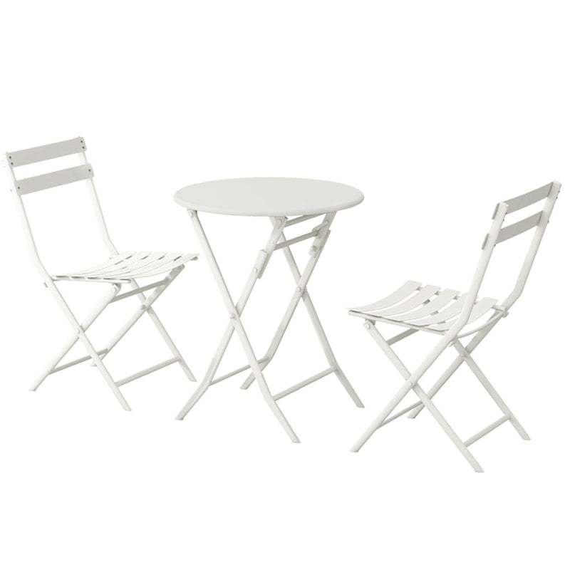 Ensembles bistro pliables blancs 3 pièces pour terrasse
