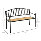Banc de jardin Outsunny 50 en bois avec dossier et structure en acier