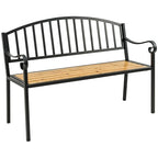 Banc de jardin Outsunny 50 en bois avec dossier et structure en acier