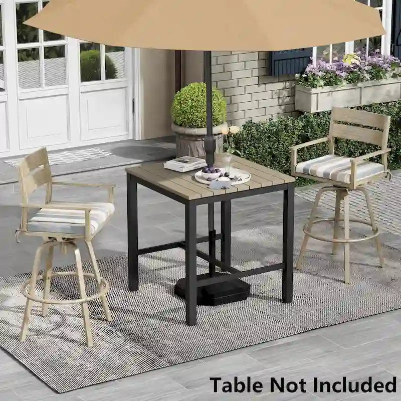Tabourets de bar pivotants en aluminium pour terrasse avec coussins - Non disponible