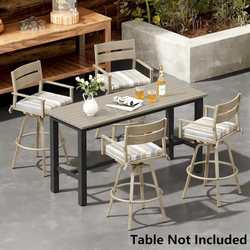 Tabourets de bar pivotants en aluminium pour terrasse avec coussins - Non disponible
