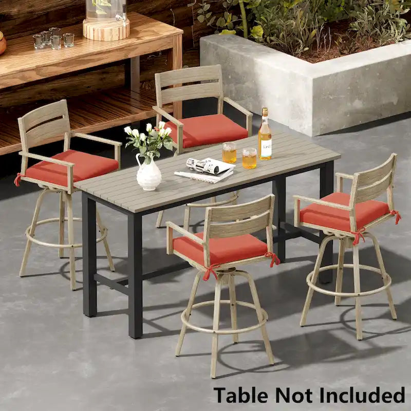 Tabourets de bar pivotants en aluminium pour terrasse avec coussins - Non disponible