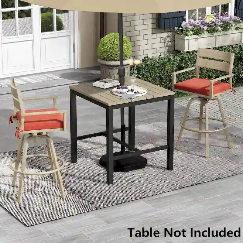 Tabourets de bar pivotants en aluminium pour terrasse avec coussins - Non disponible
