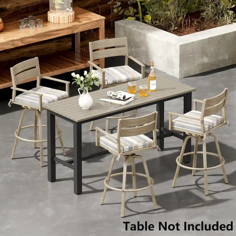 Tabourets de bar pivotants en aluminium pour terrasse avec coussins - Non disponible