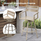 Tabourets de bar pivotants en aluminium pour terrasse avec coussins - Non disponible
