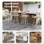 Tabourets de bar pivotants en aluminium pour terrasse avec coussins - Non disponible