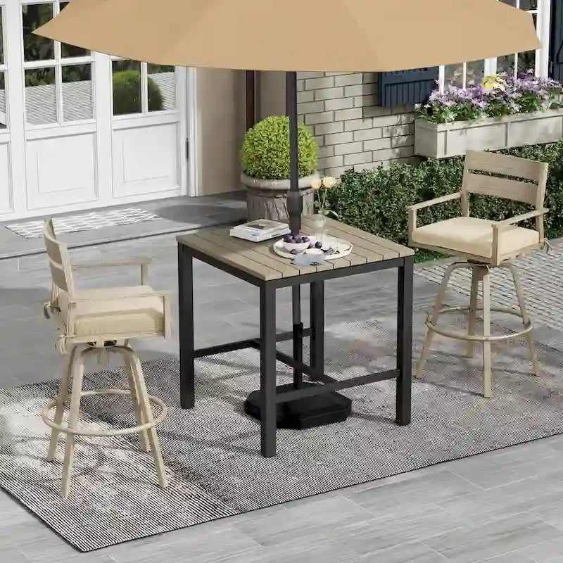 Tabourets de bar pivotants en aluminium pour terrasse avec coussins - Non disponible