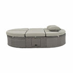 Lit de jour de terrasse en rotin avec coussins, méridienne inclinable, plateaux pliables