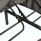 Lit de jour de terrasse en rotin avec coussins, méridienne inclinable, plateaux pliables