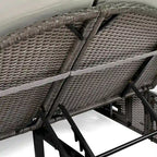 Lit de jour de terrasse en rotin avec coussins, méridienne inclinable, plateaux pliables