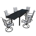 Ensemble de salle à manger d'extérieur 7 pièces avec structure métallique et table extensible en aluminium - Non disponible
