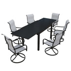 Ensemble de salle à manger d'extérieur 7 pièces avec structure métallique et table extensible en aluminium - Non disponible