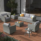 Ensemble de mobilier de patio XIZZI 9 pièces avec fauteuils à bascule pivotants
