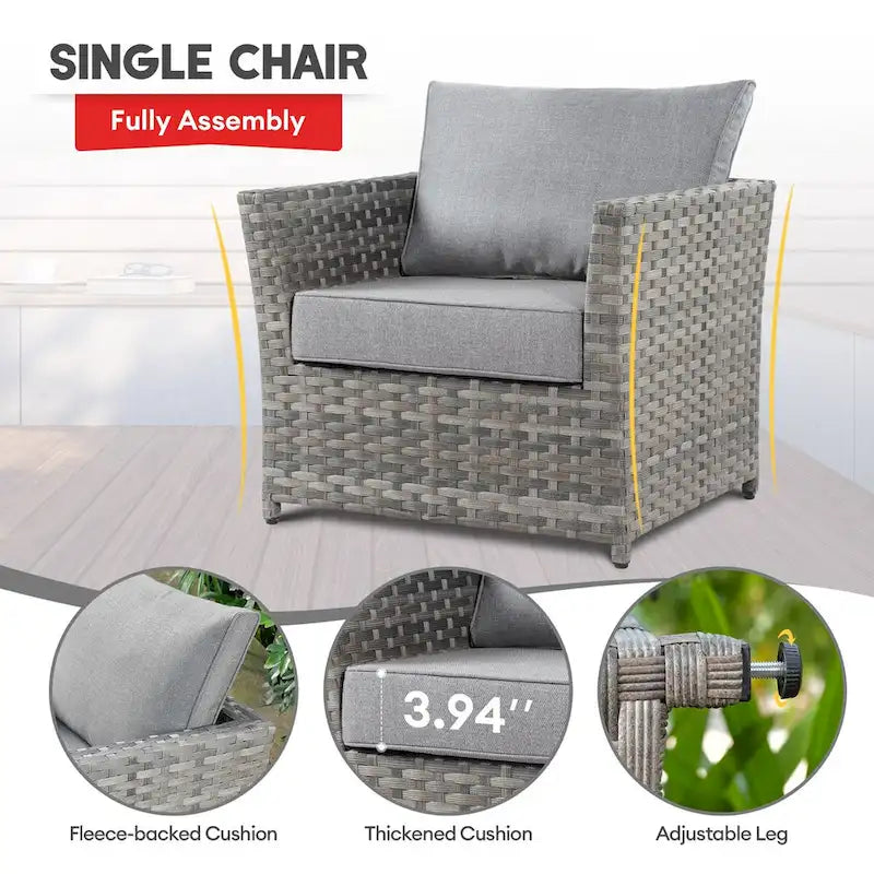 Ensemble de mobilier de patio XIZZI 9 pièces avec fauteuils à bascule pivotants