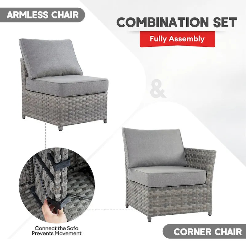 Ensemble de mobilier de patio XIZZI 9 pièces avec fauteuils à bascule pivotants
