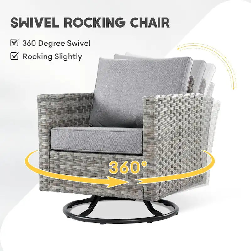 Ensemble de mobilier de patio XIZZI 9 pièces avec fauteuils à bascule pivotants