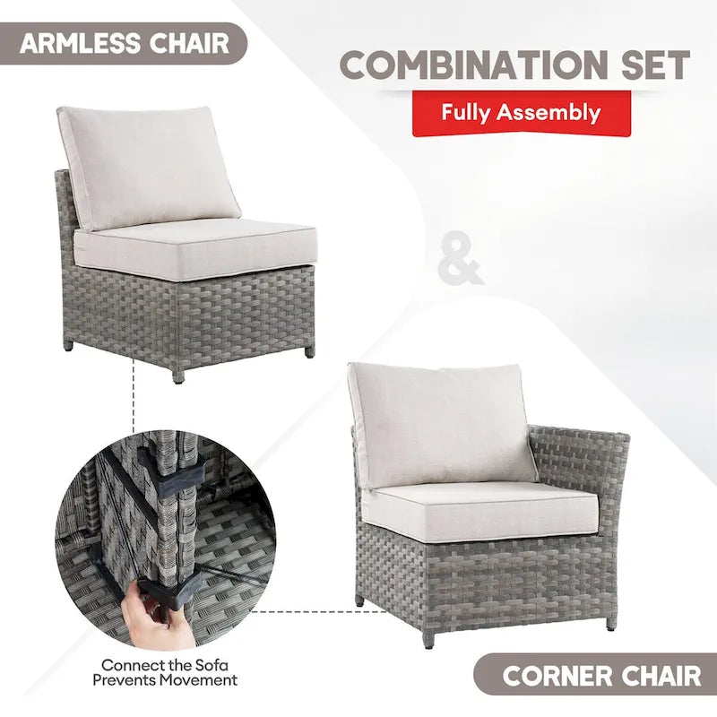 Ensemble de mobilier de patio XIZZI 9 pièces avec fauteuils à bascule pivotants