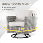 Ensemble de mobilier de patio XIZZI 9 pièces avec fauteuils à bascule pivotants
