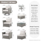 Ensemble de mobilier de patio XIZZI 9 pièces avec fauteuils à bascule pivotants