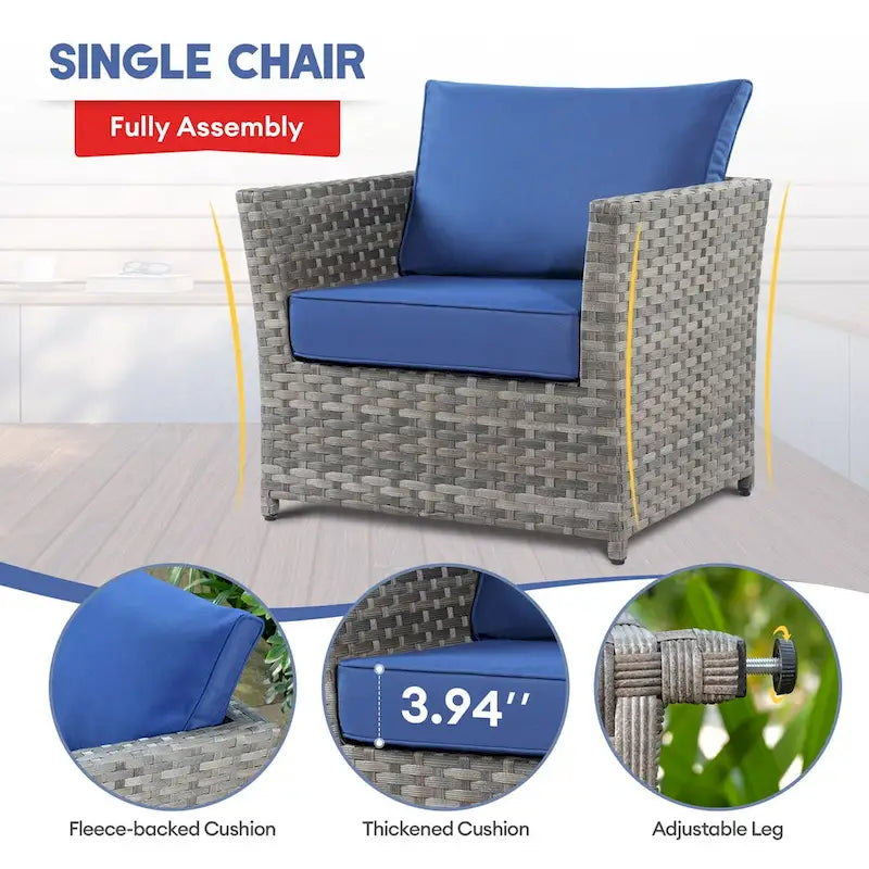 Ensemble de mobilier de patio XIZZI 9 pièces avec fauteuils à bascule pivotants