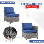 Ensemble de mobilier de patio XIZZI 9 pièces avec fauteuils à bascule pivotants