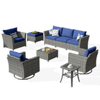 Ensemble de mobilier de patio XIZZI 9 pièces avec fauteuils à bascule pivotants