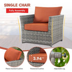 Ensemble de mobilier de patio XIZZI 9 pièces avec fauteuils à bascule pivotants